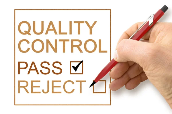 Concepto Control Calidad Con Certificación Pase Escritura Manual —  Fotos de Stock