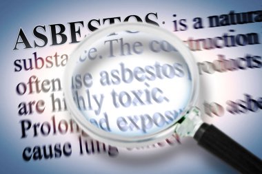 Tehlikeli ASBESTOS tanımı - (Bu benim kişisel tanımımdır ve başka bir fikri mülkiyet haklarını ihlal etmez) - büyüteçle görülen görüntüyü kavra.