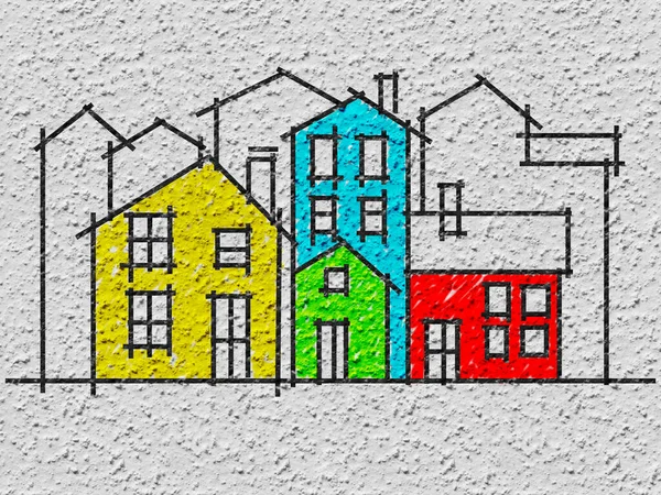 Openbare Huisvesting Concept Illustratie Een Gipsplaat Muur — Stockfoto