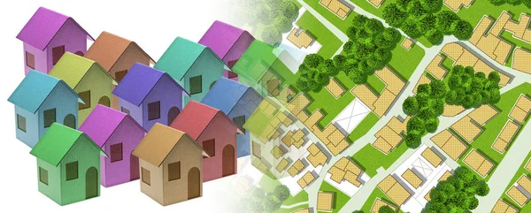 Real Estate Concept Imaginary Cadastral Map Territory Buildings Land —  Fotos de Stock