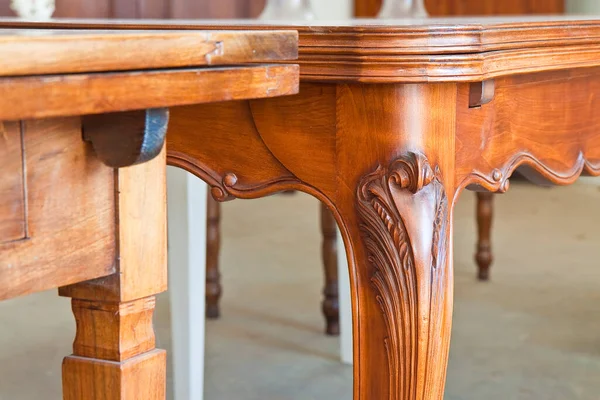 Detail Old Carved Italian Wooden Table Just Restored — Stock fotografie