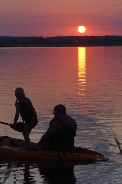 Coucher Soleil Sur Lac — Photo