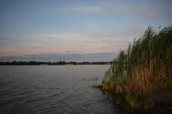 Закат Озере Летом — стоковое фото