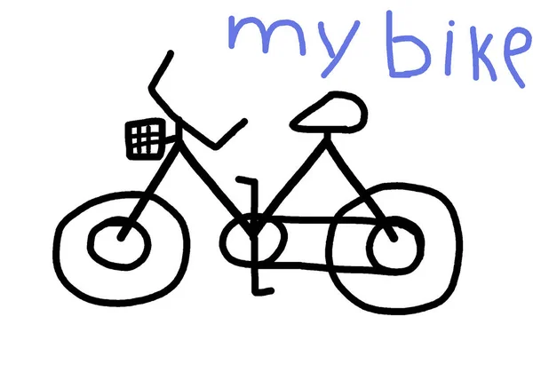 Hand Drawing Black Bike White Background — Zdjęcie stockowe