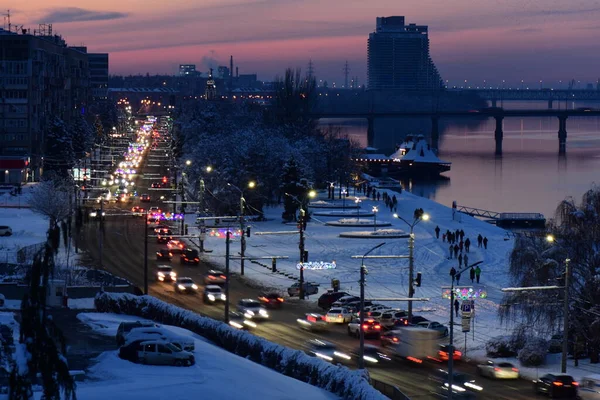 Cityscape Night Winter Time — Fotografia de Stock