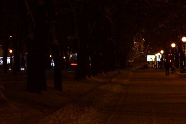 traffic in night winter 