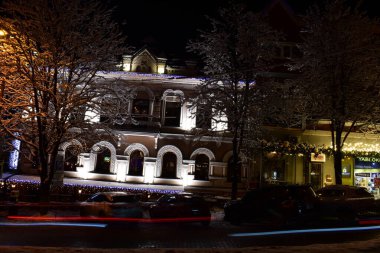 traffic in night winter 