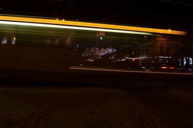 traffic in night winter 