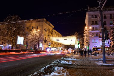 traffic in night winter 