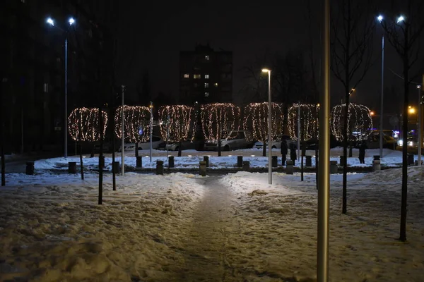 Освещение Парка Ночное Время — стоковое фото