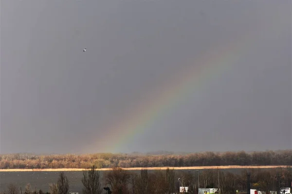 Arc Ciel Sur Rivière Dnipro Ukraine — Photo