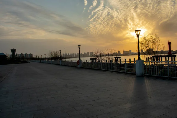 Shanghai Parc Ville Hiver Soirée — Photo