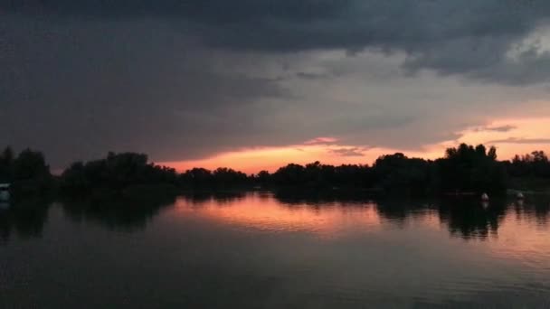 Lightning River Sunset — Stock Video