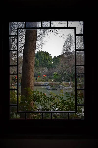 Shanghai Vue Sur Parc Depuis Fenêtre — Photo