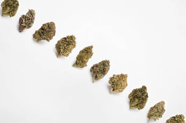 Beyaz Arka Planda Tıbbi Esrar Güzel Çiçekli Marihuana Bitkileri Bitki — Stok fotoğraf
