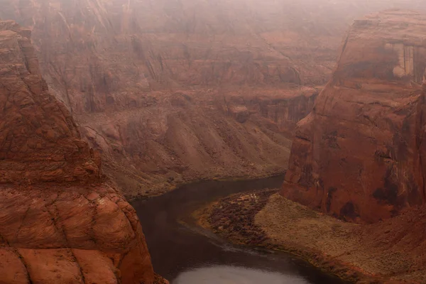 Curva Ferro Cavallo Arizona Paesaggio Rossastro Del Grande Canyon Colorado — Foto Stock