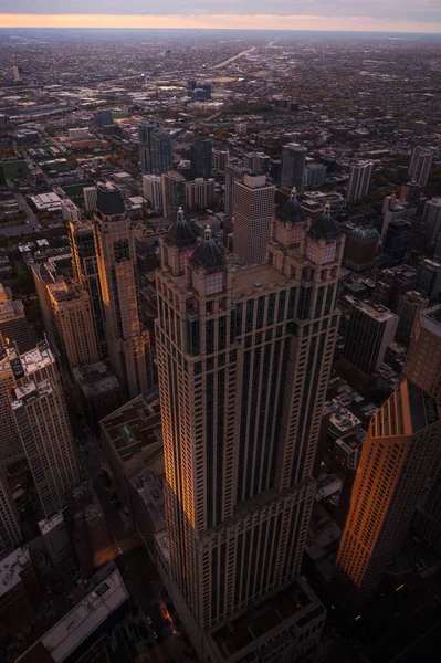 芝加哥 伊利诺伊州 2020年10月22日 黄昏时的芝加哥建筑 芝加哥市 — 图库照片