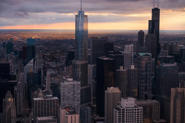 Chicago Illinois Estados Unidos Octubre 2020 Edificios Chicago Atardecer Ciudad —  Fotos de Stock