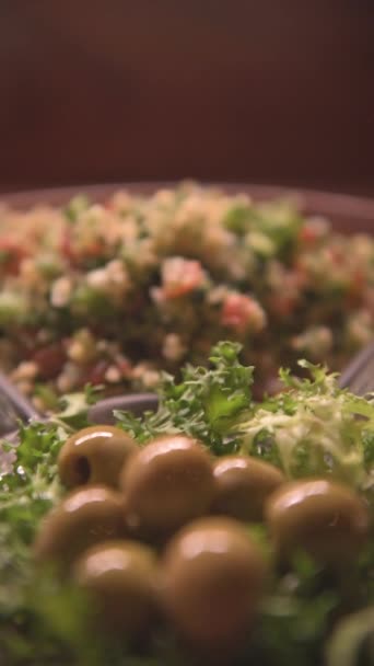 Κάθετο Βίντεο Ανάμεικτων Αραβικών Τροφίμων Κάθετο Βίντεο Αραβικού Φαγητού Στο — Αρχείο Βίντεο