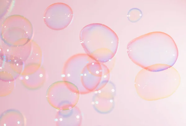 Beautiful Transparent Pink Colorful Soap Bubbles Background — Stock Photo, Image