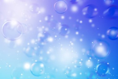 Güzel Şeffaf Mavi Sabun Köpükleri Arkaplanı. Kutlama, Beyaz Bokeh Bubbles Arkaplanı. Noel Duvar Kağıdı.