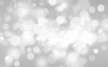 Gri Doku Arkaplanındaki Beyaz Parıltılı Vintage Işıklar. Beyaz Bokeh Etkisi. Odaklanmamış, Kutlama, Noel Tatili Arkaplanı.