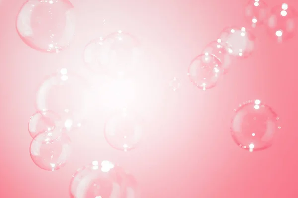 Fundo Bolhas Sabão Rosa Transparente Bonito — Fotografia de Stock