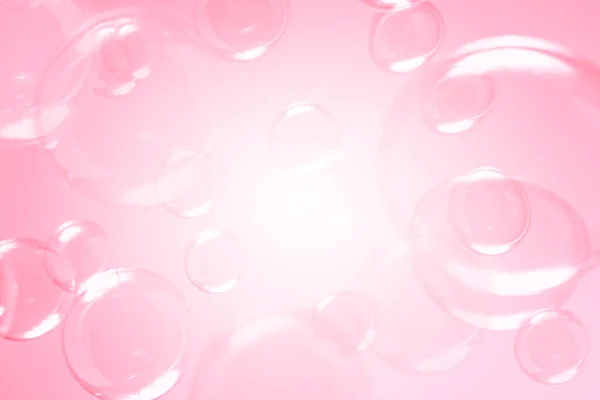 美丽透明的粉色肥皂泡沫背景 — 图库照片