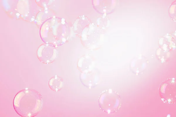 Beautiful Transparent Shiny Pink Soap Bubbles Background — Stock Photo, Image