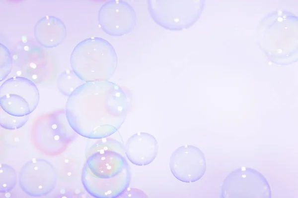 Vackra Genomskinliga Lila Tvål Bubblor Textur Bakgrund — Stockfoto