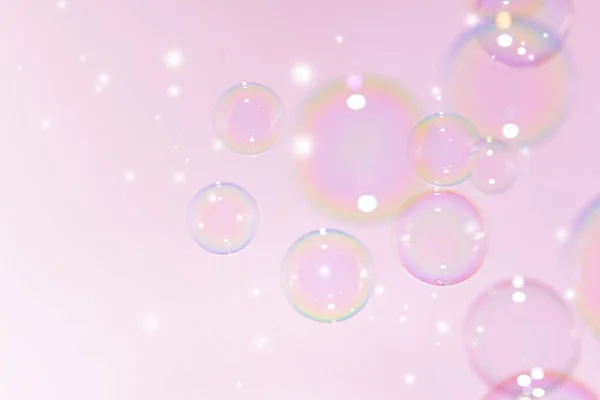 美しい透明ピンクの石鹸泡テクスチャ背景 — ストック写真