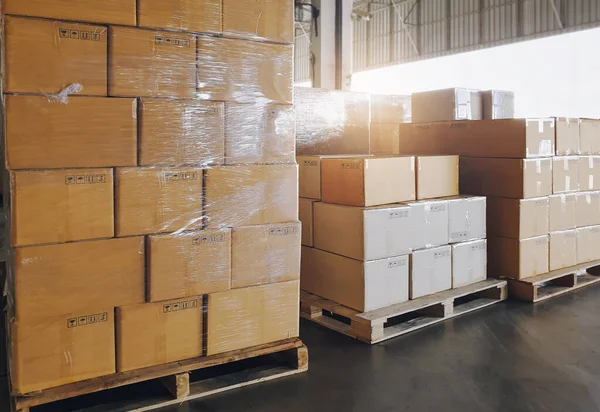 Cajas Embalaje Paletas Almacén Almacenamiento Cadena Suministro Envío Comercio Almacén —  Fotos de Stock