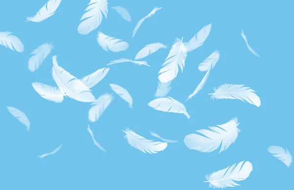 Абстрактні Фари Група Білих Птахів Плаває Повітрі Пернаті Падають Синє — стокове фото