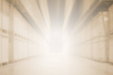 Endüstriyel ya da Lojistik geçmişi için bulanık depo. Depo Alanı. Hafif bir arka plan. İş Dağıtım Depolama Kargo Kavramı.