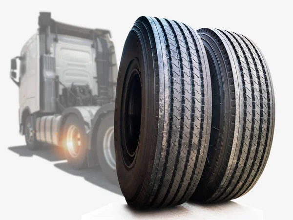 Big Rig Semi Truck Wheels Tires White Background Lorry Tyres — ストック写真