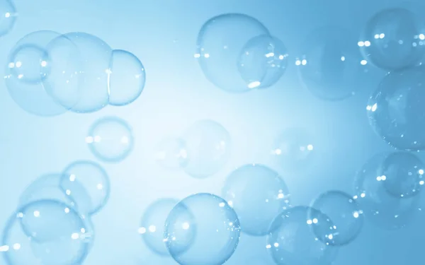 Transparente Blaue Seifenblasen Hintergrund Seife Sud Blasen Wasser — Stockfoto