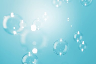 Güzel Şeffaf Mavi Sabun Köpüğü Doku Arkaplanı.