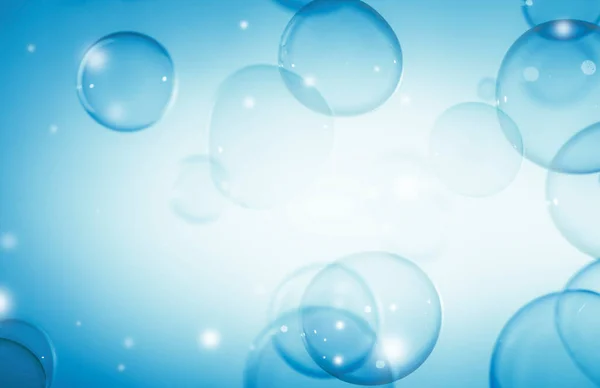 Transparent Blue Soap Bubbles Background. Soap Sud Bubbles Water.