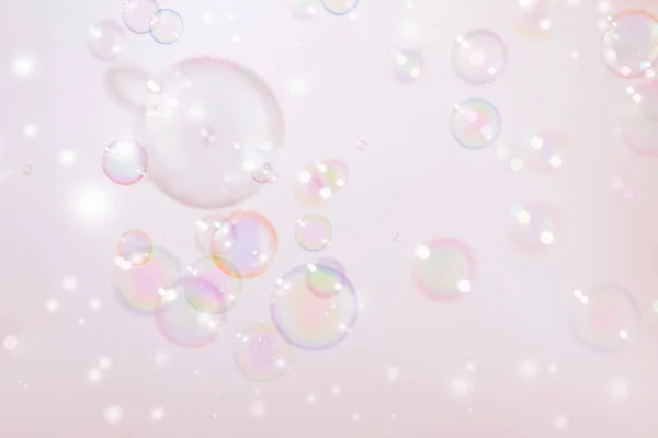 Beautiful Shiny Pink Soap Bubbles Background Soap Sud Bubbles Water — ストック写真