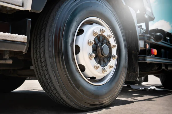 Big Truck Wheels Tires. Rubber, Vechicle Tyres. Freight Trucks Cargo Transport.