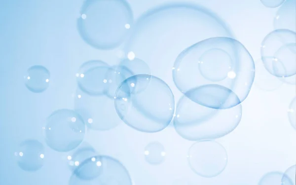 Abstract Prachtige Transparante Blauwe Zeepbellen Achtergrond Zeepsud Bubbels Water — Stockfoto