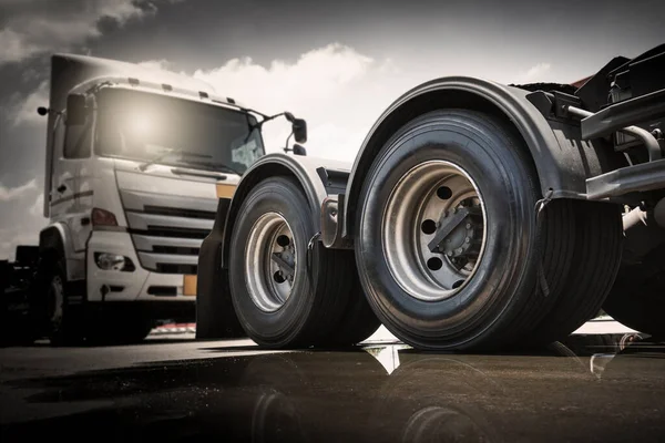 Big Semi Truck Wheels Tires. Rubber, Vechicle Tyres. Freight Trucks Transport.
