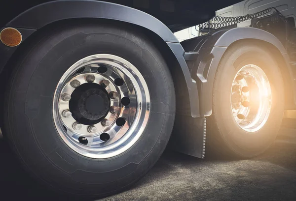Semi Truck Wheels Tires Rubber Vechicle Tyres Freight Trucks Transport — Stock fotografie