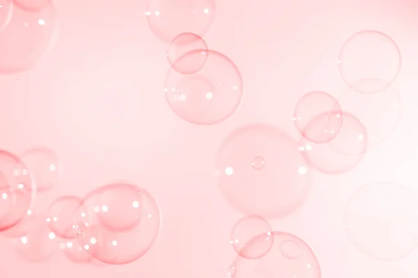 Abstract Beautiful Transparent Pink Soap Bubbles Background Мильна Вода Бульбає — стокове фото