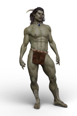 Yakışıklı, üstsüz bir Ork canavarı..