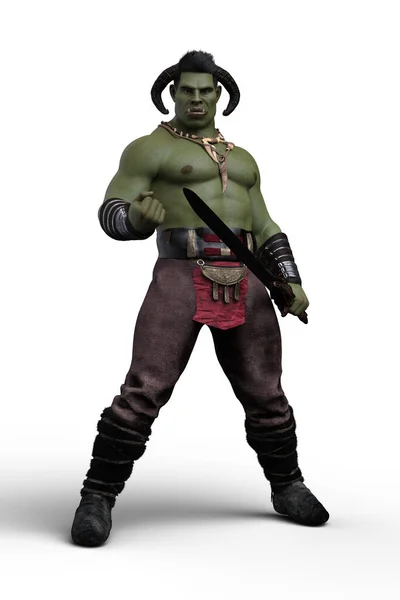 Handsome Shirtless Orc Monster Man — Stock Photo, Image