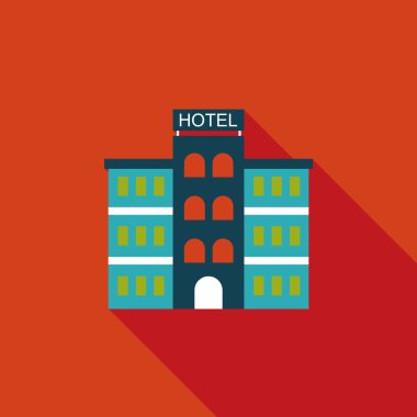 otel uzun gölge düz simgesi