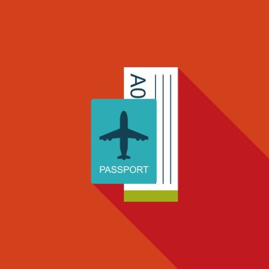 uzun gölge ile hava bilet düz simgesi