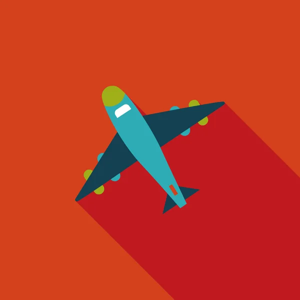 Flugzeug flache Ikone mit langem Schatten — Stockvektor