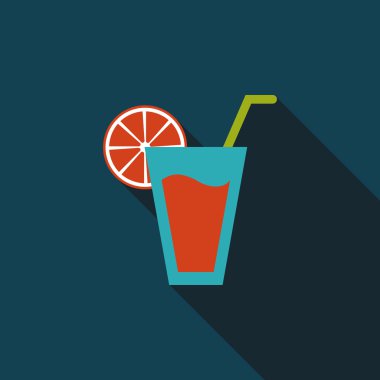 Uzun gölgeli kokteyl düz simgesi